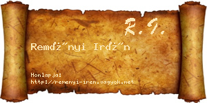 Reményi Irén névjegykártya